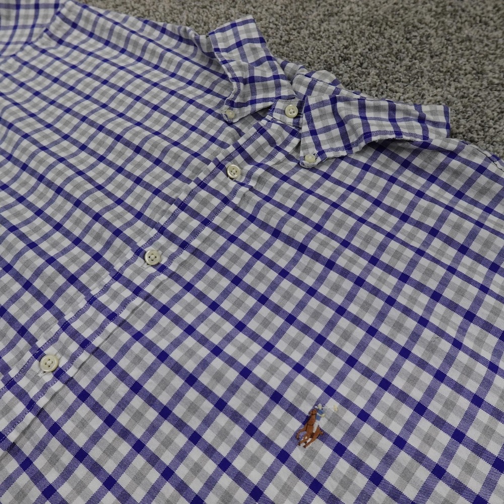 Polo Ralph Lauren Shirt Mens 3XB Blue Gray Flesh Pony Logo Long Sleeve Button Up